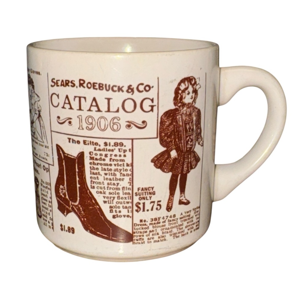 Sears White and Brown Vintage Catalog Mug